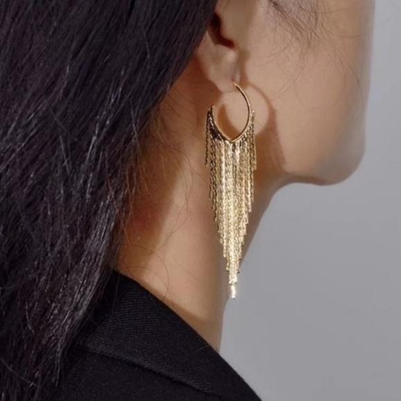 18K gold plated tassel dangle earrings, beautiful Earrings, cute Earrings - Picture 1 of 5